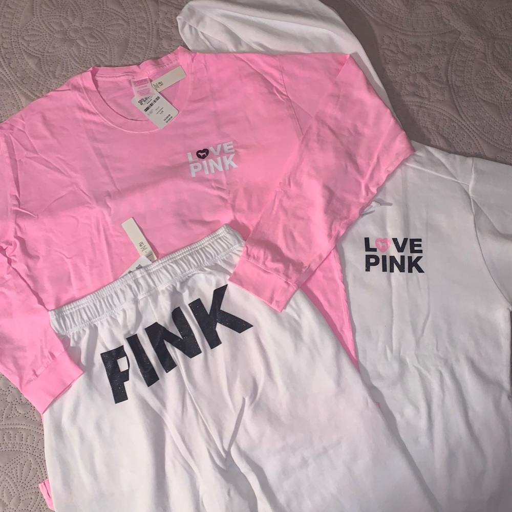 VS Pink Originals SET Campus Sweatpants, Matching Campus Tee, and Campus Hoodie